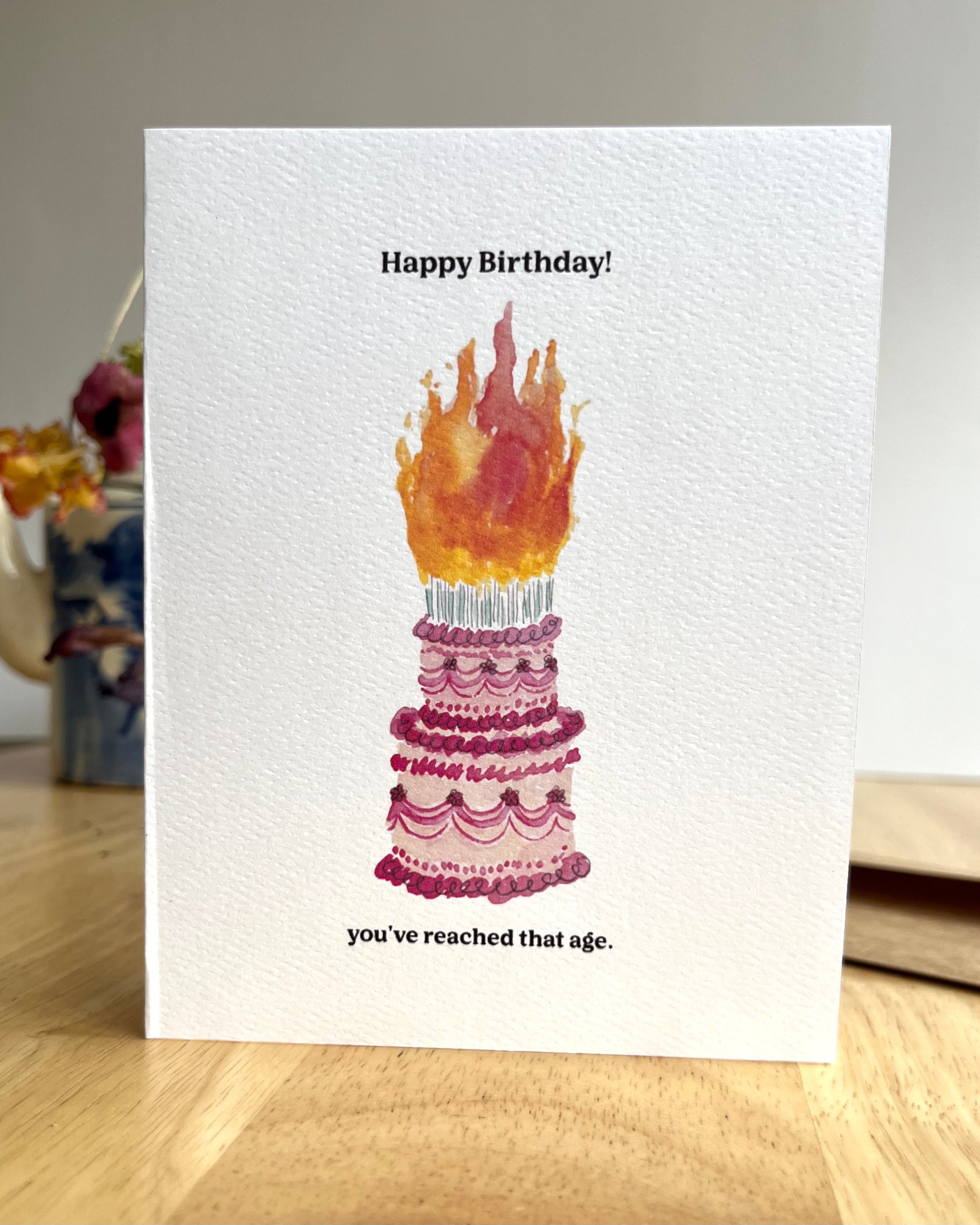Cake Aflame Birthday Card