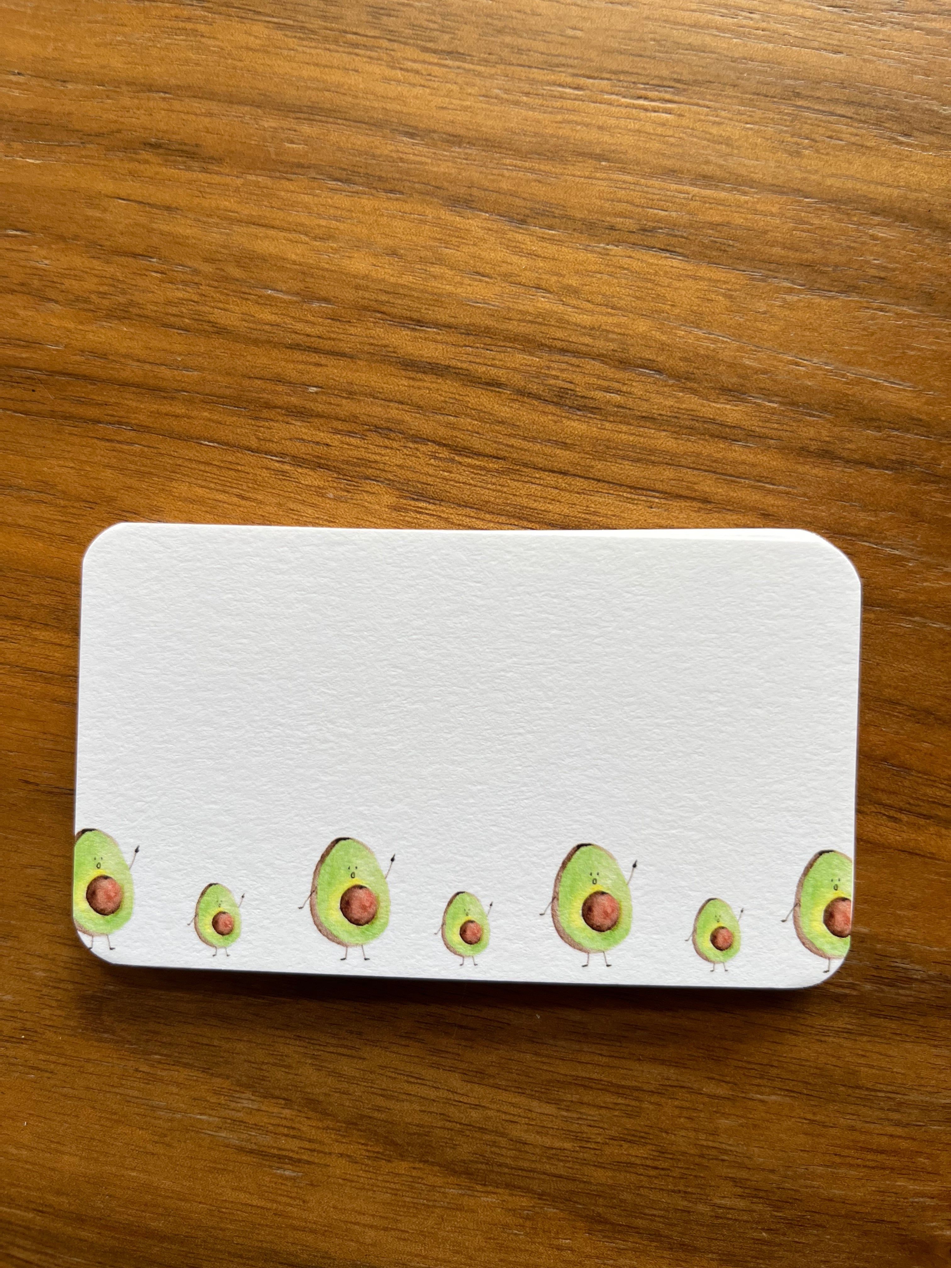 Mei Pie Studio Avocado Mini Note Set Millenial stationery on a neenah classic crest card stock