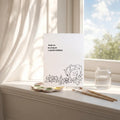 Greeting card with cabbage patch on a windowsill with a view of trees outside. thank you for giving me a beautiful childhood