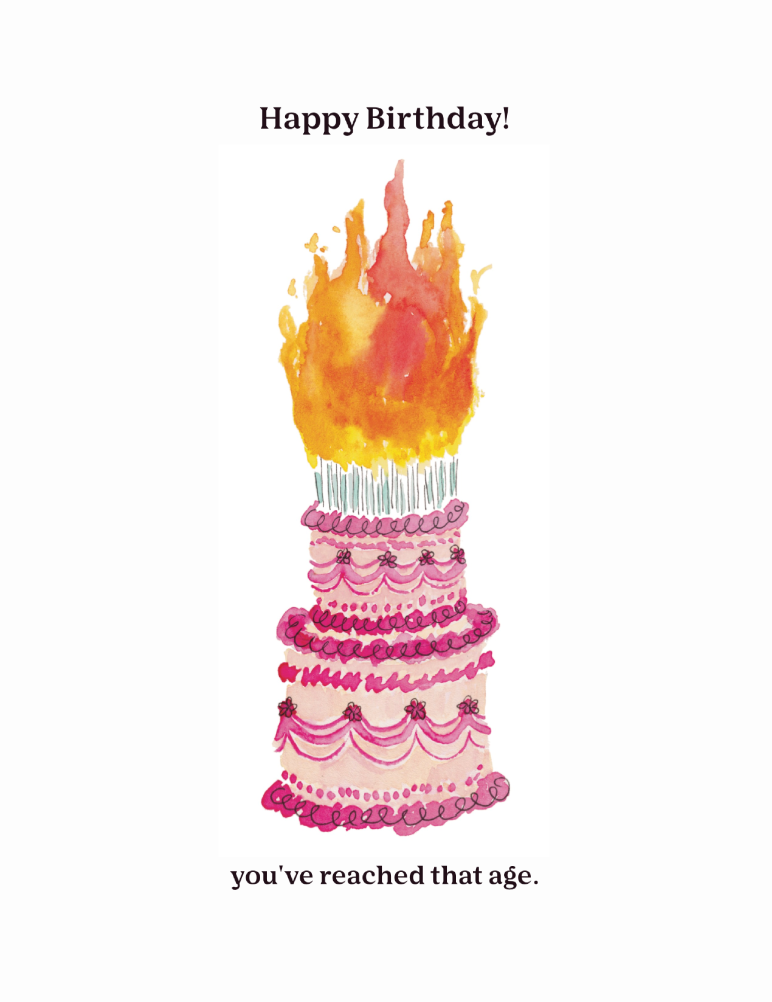 Cake Aflame Birthday Card