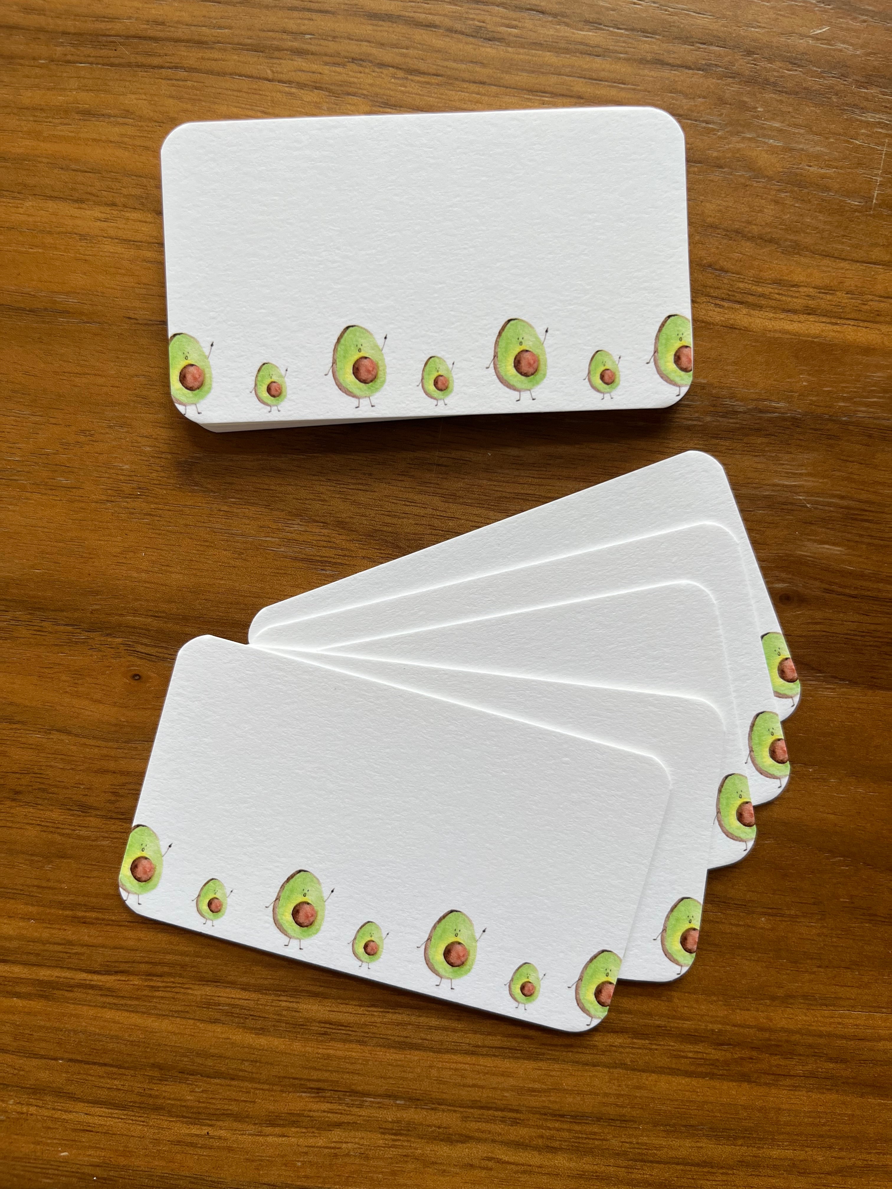 Mei Pie Studio Avocado Mini Note Set Millenial stationery on a neenah classic crest card stock