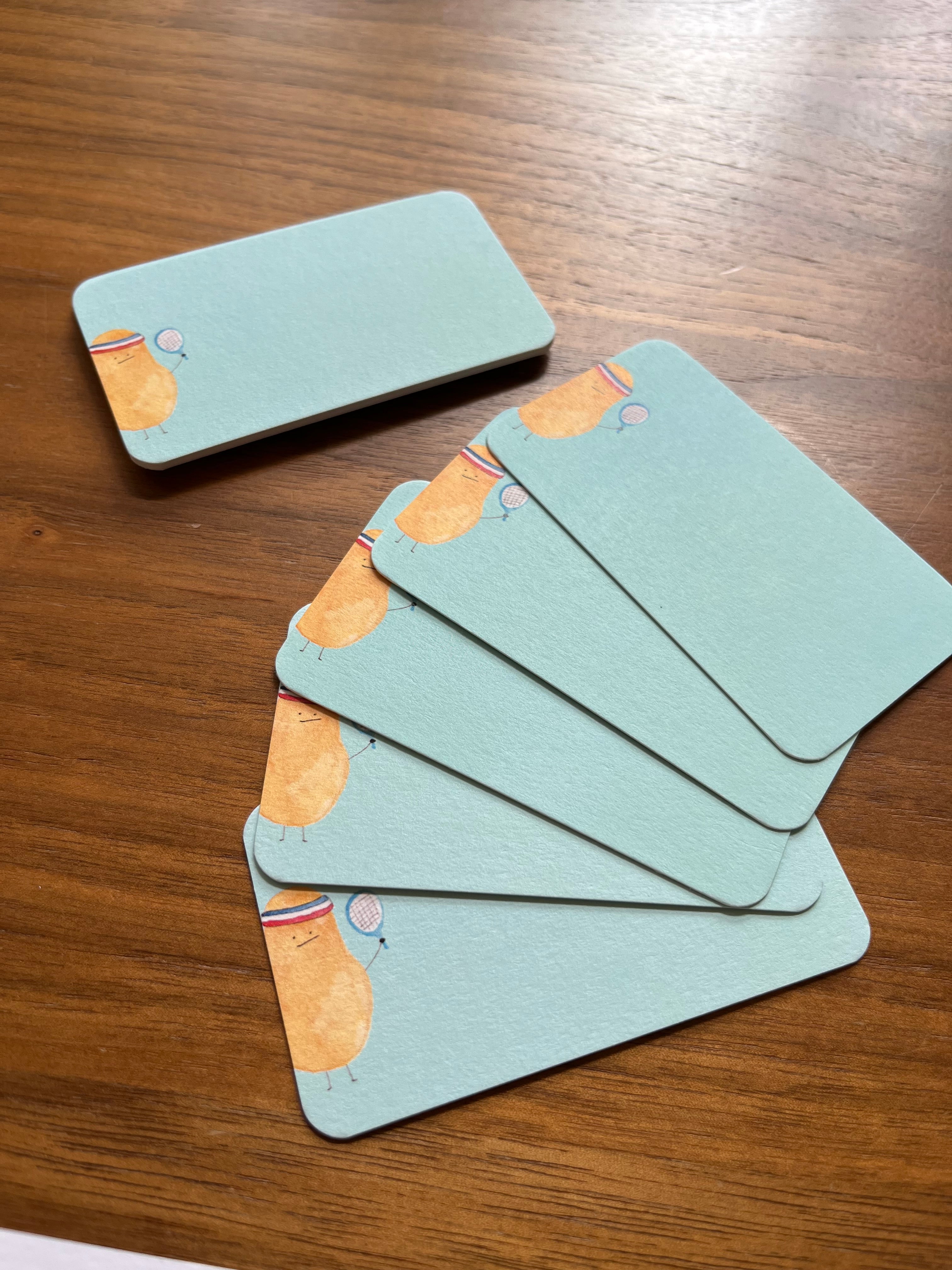 mei pie studio watercolor turquoise racquet player mini notes. Cute and highly giftable on classic crest neenah stock.