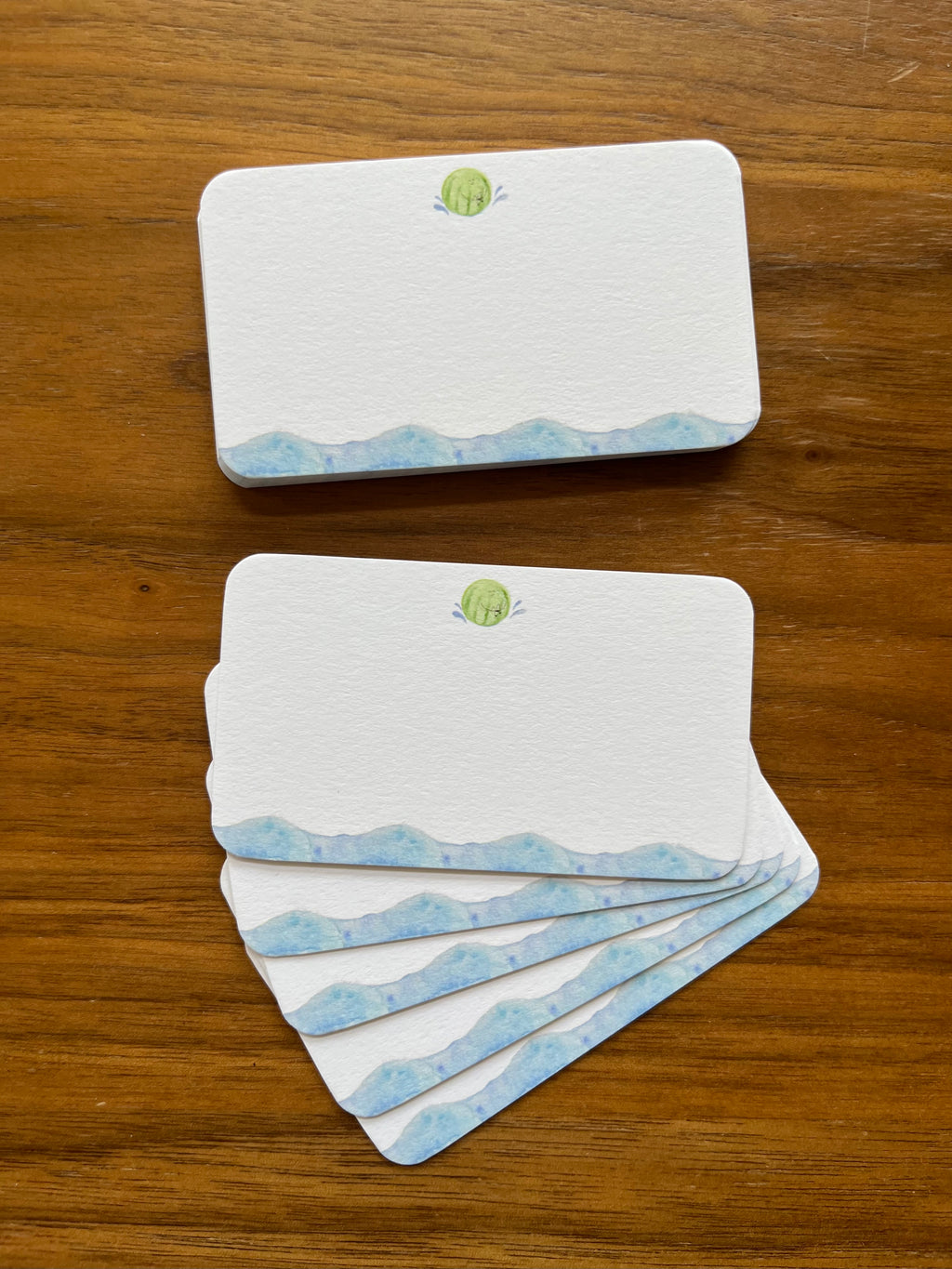 Mei Pie Studio Watermelon Mini Note Set stationery on a white neenah classic crest card stock. Watercolor