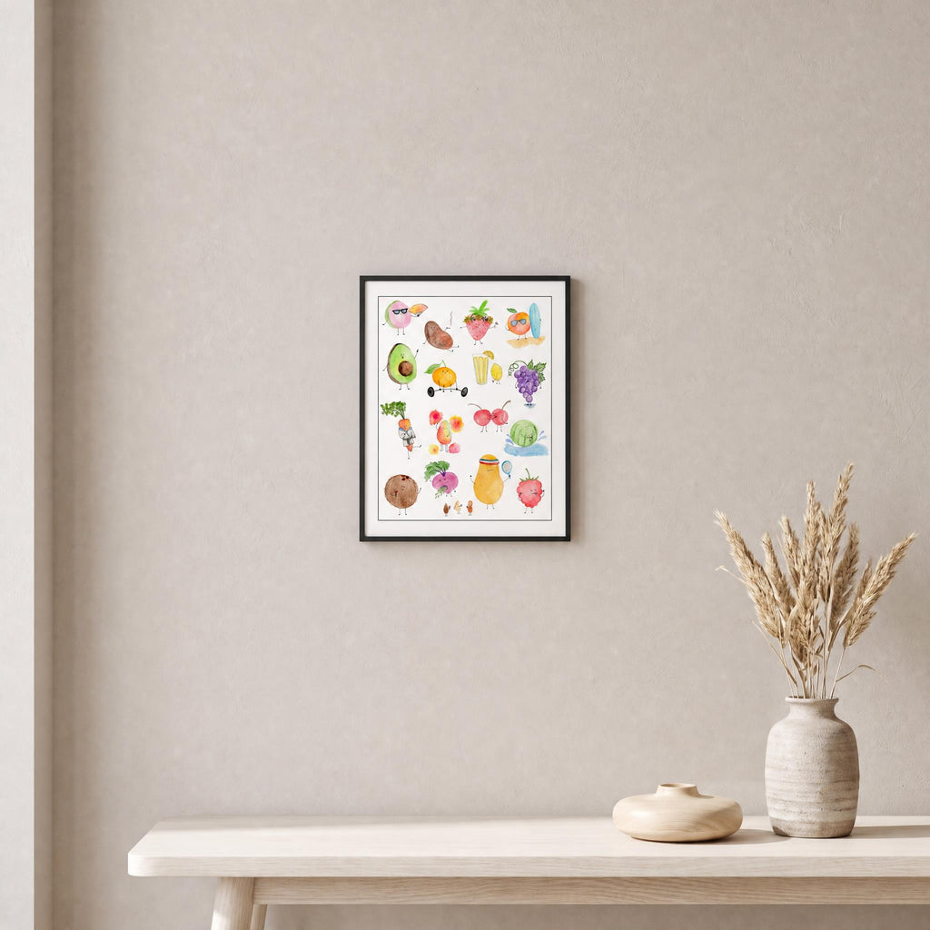 Mixed Fruit and Veggies Art Print