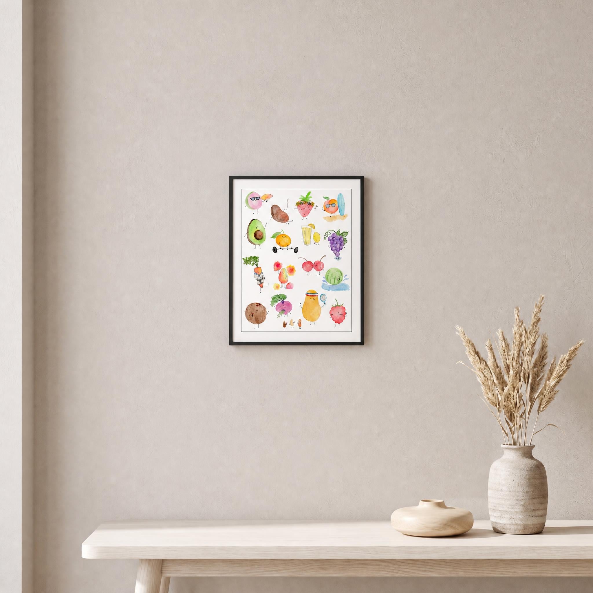 Mixed Fruit and Veggies Art Print