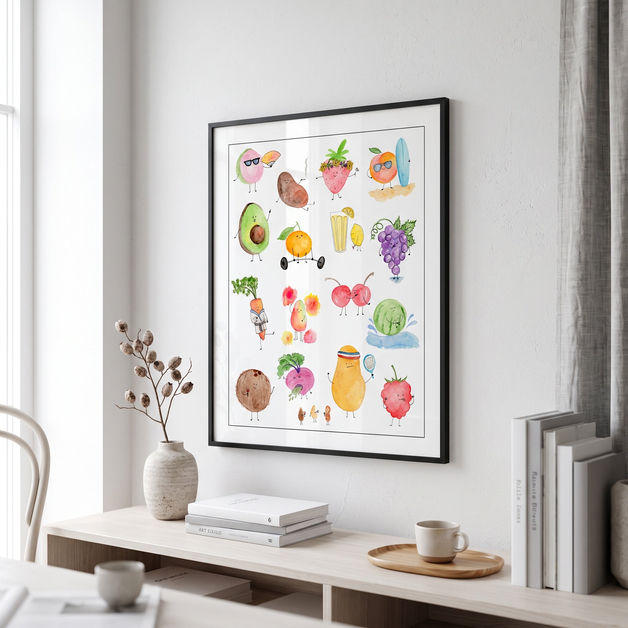 Mixed Fruit and Veggies Art Print